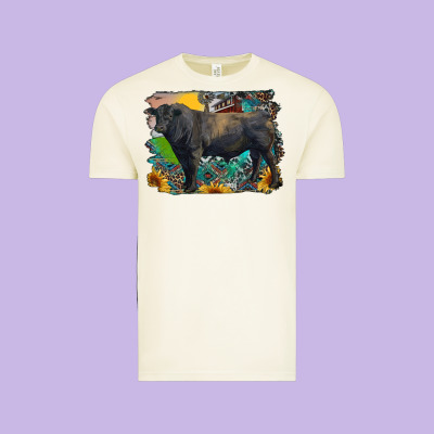 Black Angus Bull With Aztec And Farm Background Vintage Tee Designed By Ranaportraitstore