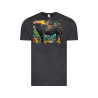 Vintage Black black angus bull with aztec and farm background Vintage Tee - RanaPortraitStore