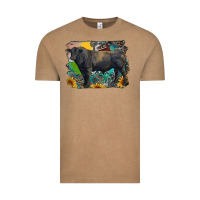 Vintage Coffee black angus bull with aztec and farm background Vintage Tee - RanaPortraitStore