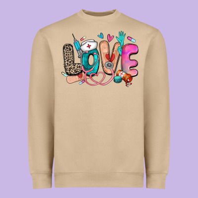 Love Nurse Heavyweight Sweatshirt Designed By Zillion Design Studio