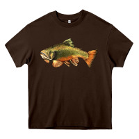 Chocolate Brown leaping brook trout Heavy Core Tee - LillyAllenDesigns