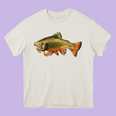 Leaping Brook Trout Heavy Core Tee Designed By Lillyallendesigns