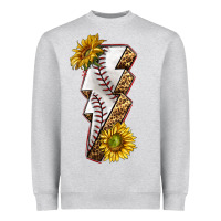 Heather Grey sport baseball  lightning bolt Heavyweight Sweatshirt - texasbilliewilder