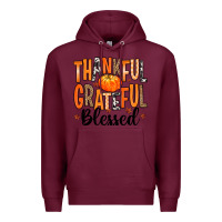 Burgundy Thankful Grateful Blessed Premium Hoodie - MaliasSmallBusiness