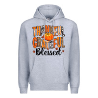 Heather Grey Thankful Grateful Blessed Premium Hoodie - MaliasSmallBusiness