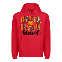 Red Thankful Grateful Blessed Premium Hoodie - MaliasSmallBusiness