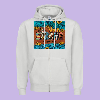 She Is Strong Zipper Hoodie Designed By Jahusdesignshop