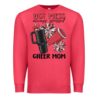 Cardinal hot mess always stressed cheer mom Premium Sweatshirt - MaliasSmallBusiness