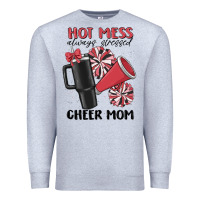 Heather Grey hot mess always stressed cheer mom Premium Sweatshirt - MaliasSmallBusiness