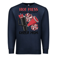 Navy hot mess always stressed cheer mom Premium Sweatshirt - MaliasSmallBusiness