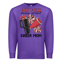 Purple hot mess always stressed cheer mom Premium Sweatshirt - MaliasSmallBusiness