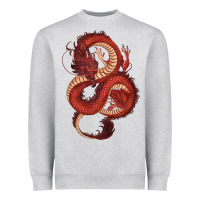 Heather Grey red dragon Heavyweight Sweatshirt - RanaPortraitStore