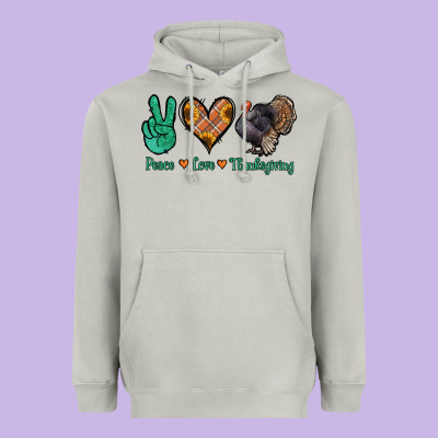 Peace Love Thanksgiving Heavyweight Hoodie Designed By Jasminsmagicworld