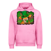 Fuchsia Pink st patricks orange cow with leopard background Urban Hoodie - Jasminsmagicworld
