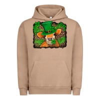 Pigment Burro st patricks orange cow with leopard background Urban Hoodie - Jasminsmagicworld