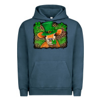Pigment Midnight Navy st patricks orange cow with leopard background Urban Hoodie - Jasminsmagicworld