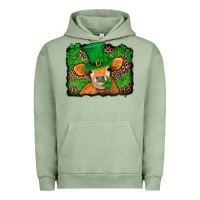 Pigment Oil Green st patricks orange cow with leopard background Urban Hoodie - Jasminsmagicworld