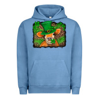 Pigment Pebble Blue st patricks orange cow with leopard background Urban Hoodie - Jasminsmagicworld