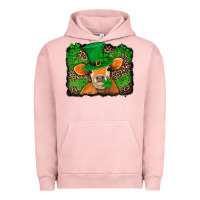 Pigment Salmon st patricks orange cow with leopard background Urban Hoodie - Jasminsmagicworld