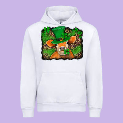 St Patricks Orange Cow With Leopard Background Urban Hoodie Designed By Jasminsmagicworld