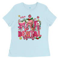 Baby Blue pink christmas teeth dental squad Ladies Tee - AdoDesignShop