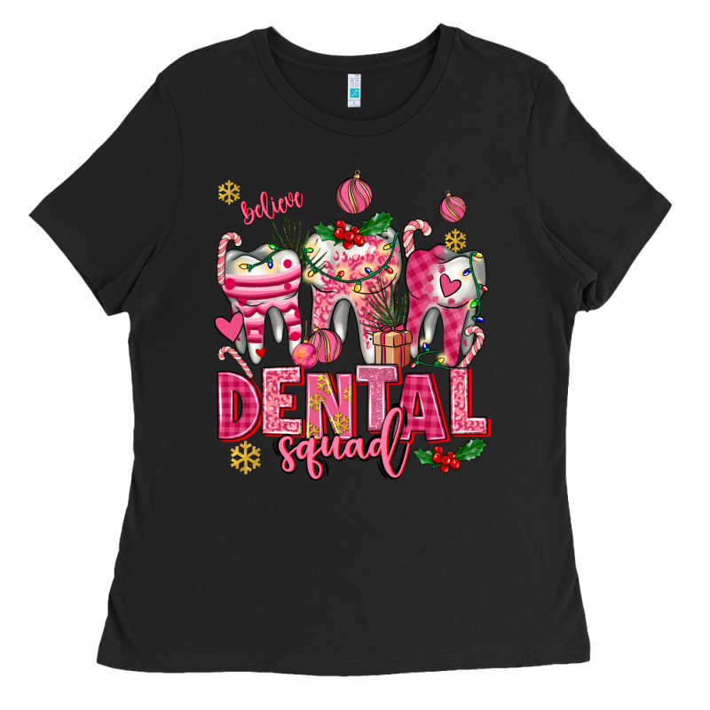 Pink Christmas Teeth Dental Squad Ladies Tee by AdoDesignShop | Teevron