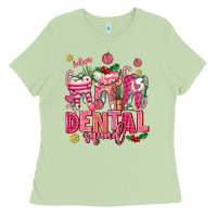 Matcha pink christmas teeth dental squad Ladies Tee - AdoDesignShop