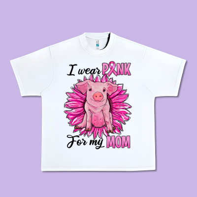 I Wear Pink For My Mom Pig Urban Heavy Tee Designed By Ranaportraitstore