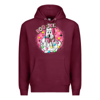 Burgundy boo jee pink christmas ghost Premium Hoodie - MaliasSmallBusiness
