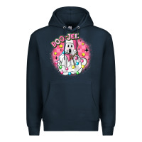 Navy boo jee pink christmas ghost Premium Hoodie - MaliasSmallBusiness