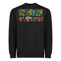 Black Rusty Sunflowers with Cowhide and Turquoise Heavyweight Sweatshirt - RanaPortraitStore