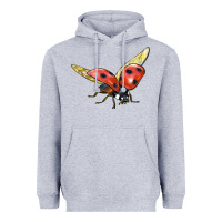 Heather Grey Ladybug Flying Heavyweight Hoodie - LillyAllenDesigns
