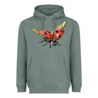 Sage Ladybug Flying Heavyweight Hoodie - LillyAllenDesigns