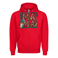 Red american football mama Zipper Hoodie - Jasminsmagicworld