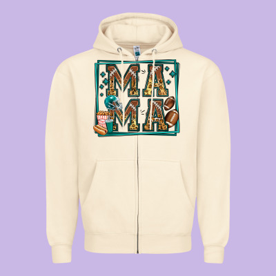 American Football Mama Zipper Hoodie Designed By Jasminsmagicworld