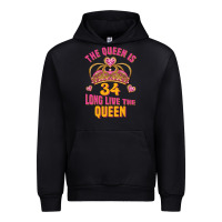 Black the queen is 34 long live the queen Urban Hoodie - Jasminsmagicworld