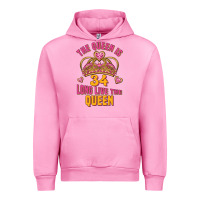 Fuchsia Pink the queen is 34 long live the queen Urban Hoodie - Jasminsmagicworld