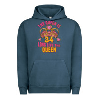Pigment Midnight Navy the queen is 34 long live the queen Urban Hoodie - Jasminsmagicworld