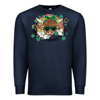 Navy st. patrick's day highland cow Premium Sweatshirt - MaliasSmallBusiness