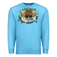 Ocean Blue st. patrick's day highland cow Premium Sweatshirt - MaliasSmallBusiness