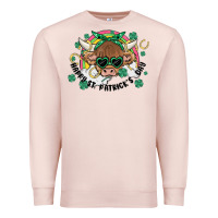 Pale Pink st. patrick's day highland cow Premium Sweatshirt - MaliasSmallBusiness
