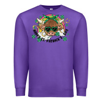 Purple st. patrick's day highland cow Premium Sweatshirt - MaliasSmallBusiness