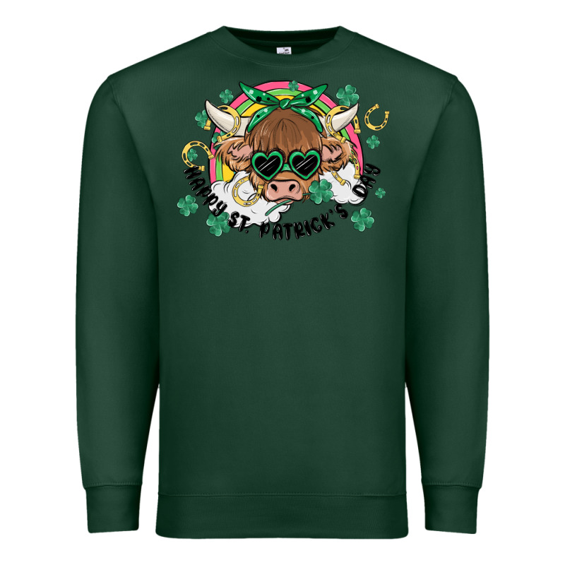 St. Patrick's Day Highland Cow Premium Sweatshirt by MaliasSmallBusiness | Teevron