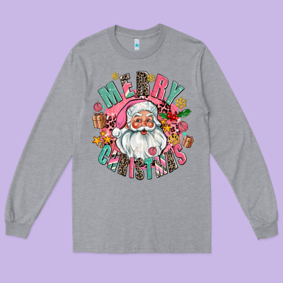 Merry Christmas Santa Long Sleeve Tee Designed By Adodesignshop