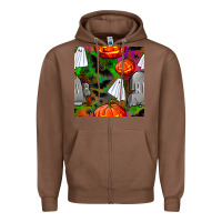 Chestnut halloween ghost and headstone seamless pattern Zipper Hoodie - BundleAndBundleShop