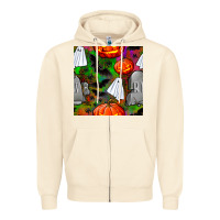 Sandshell halloween ghost and headstone seamless pattern Zipper Hoodie - BundleAndBundleShop
