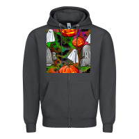 Smoke halloween ghost and headstone seamless pattern Zipper Hoodie - BundleAndBundleShop