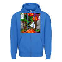 True Royal halloween ghost and headstone seamless pattern Zipper Hoodie - BundleAndBundleShop