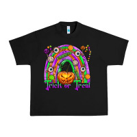 Black Trick or Treat Halloween Rainbow Urban Heavy Tee - texasbilliewilder