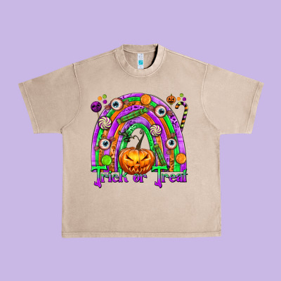 Trick Or Treat Halloween Rainbow Urban Heavy Tee Designed By Texasbilliewilder